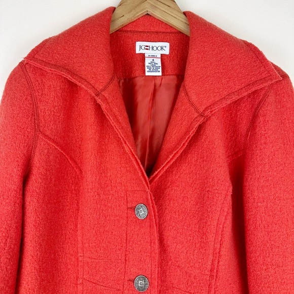 JG Hook Vintage Orange Wool Blazer Coat - Picture 4 of 10